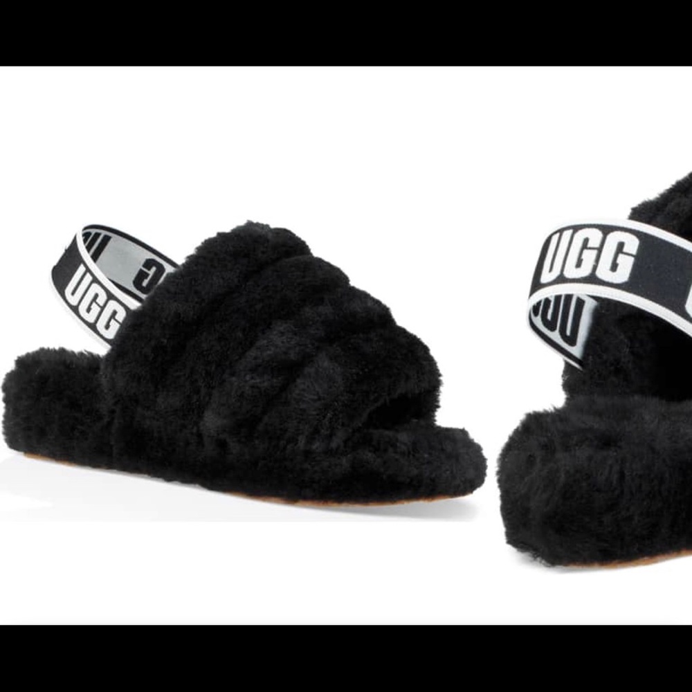 Ugg genuine shearling slippers black size 7